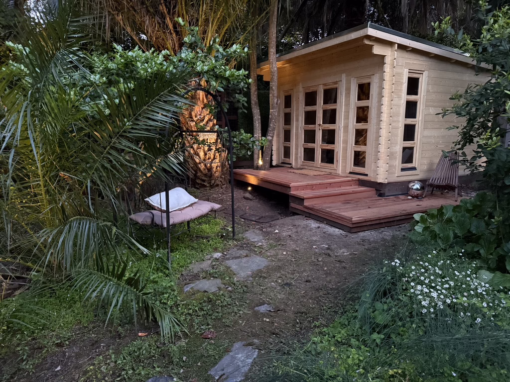 Private garden chiropractic studio at Rincon Chiropractic Redwood City
